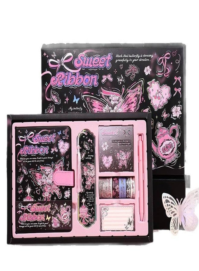 SID MAGIC Kawaii Aesthetic Journal Set: Magnetic Notebook Gift Box w/Tape, Stickers, Pen. Premium Scrapbook Kit for Girls (Sweet Ribbon) - Image 5