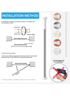 Shower Curtain Rod Adjustable 90-160cm Extendable Length Telescopic Tension Bar Stainless Steel No Drill Type for Bathroom Shower Bathtub Cabinets Balcony (90cm to 160cm) - pzsku/Z007F36A3B91A1517B601Z/45/_/1680943137/bcf28d55-0a68-4d96-8089-fccdb7e78aae