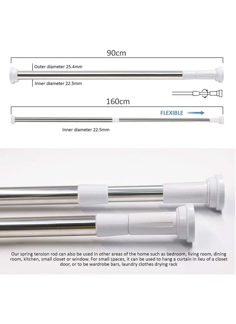 Rubik - Shower Curtain Rod Adjustable 90-160cm Extendable Length Telescopic Tension Bar Stainless Steel No Drill Type for Bathroom Shower Bathtub Cabinets Balcony (90cm to 160cm) - Image 1
