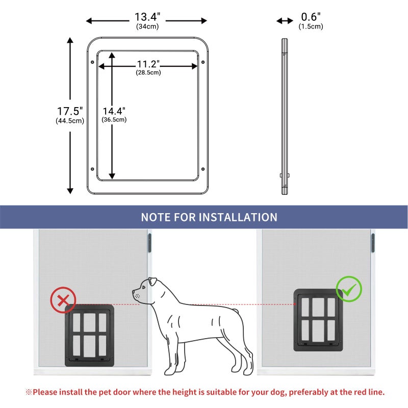 NAMSAN Dog Screen Door, Flap Opening 11.2 x 14.4 inches, Dog Door for Screen Door, Large Pet Door for Sliding Door Magnetic Self-Closing, Screen Door with Doggie Door Built in, Lockable, Black - Image 3