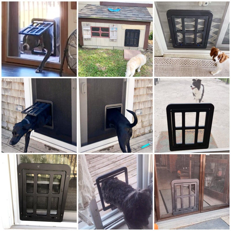 NAMSAN Dog Screen Door, Flap Opening 11.2 x 14.4 inches, Dog Door for Screen Door, Large Pet Door for Sliding Door Magnetic Self-Closing, Screen Door with Doggie Door Built in, Lockable, Black - Image 2