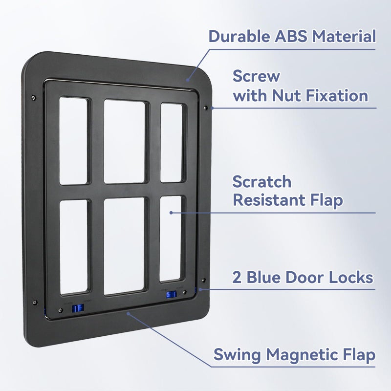 NAMSAN Dog Screen Door, Flap Opening 11.2 x 14.4 inches, Dog Door for Screen Door, Large Pet Door for Sliding Door Magnetic Self-Closing, Screen Door with Doggie Door Built in, Lockable, Black - Image 4