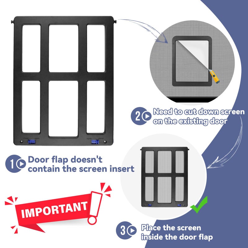 NAMSAN Dog Screen Door, Flap Opening 11.2 x 14.4 inches, Dog Door for Screen Door, Large Pet Door for Sliding Door Magnetic Self-Closing, Screen Door with Doggie Door Built in, Lockable, Black - Image 5