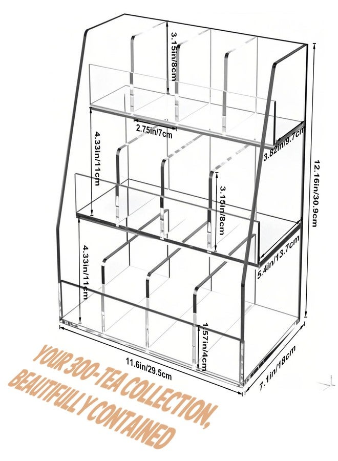 Krbnk Acrylic Tea Bag Organizer - 3 Tier Clear Tea Bag Holder & Storage Rack, Modern Tea Organizer for Countertop, Cabinet, No Assembly Required Tea Bar Accessories (Holds 200+ Tea Packets) - Image 2
