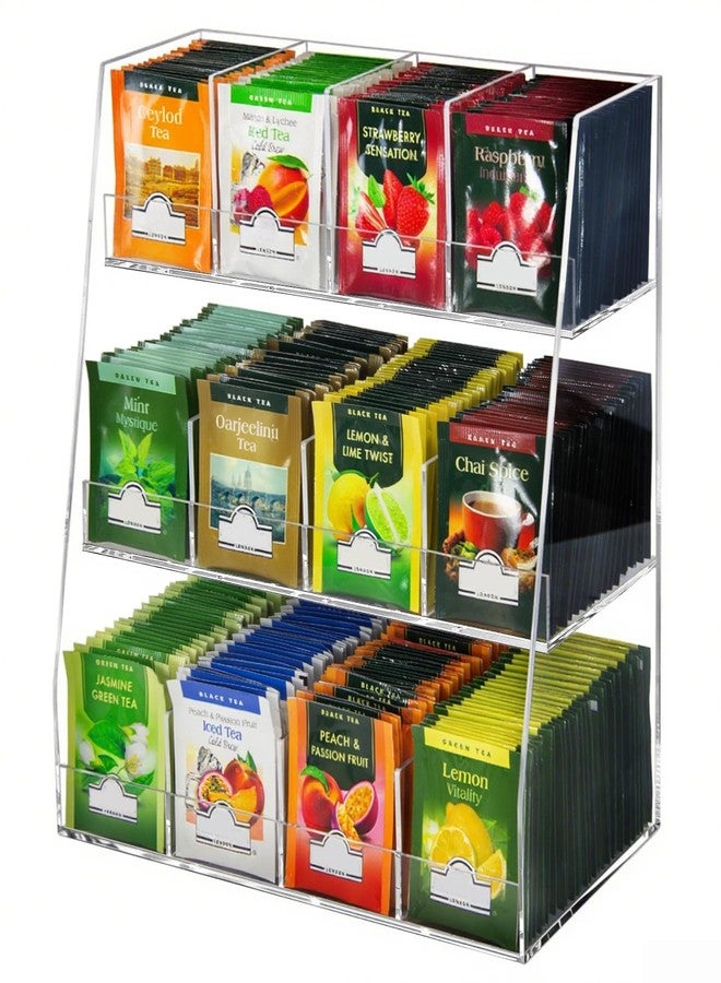 Krbnk Acrylic Tea Bag Organizer - 3 Tier Clear Tea Bag Holder & Storage Rack, Modern Tea Organizer for Countertop, Cabinet, No Assembly Required Tea Bar Accessories (Holds 200+ Tea Packets) - Image 1
