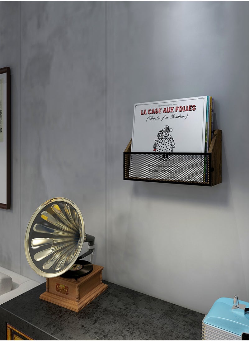 echo AUDIO Echo Audio Vinyl Record Display Stand, Wood and Metal Vinyl Storage Wall Mounted and Table Top Album Organizer, Holds up to 30 Records, Ideal for Living Room, Bedroom Study and More  - Image 4
