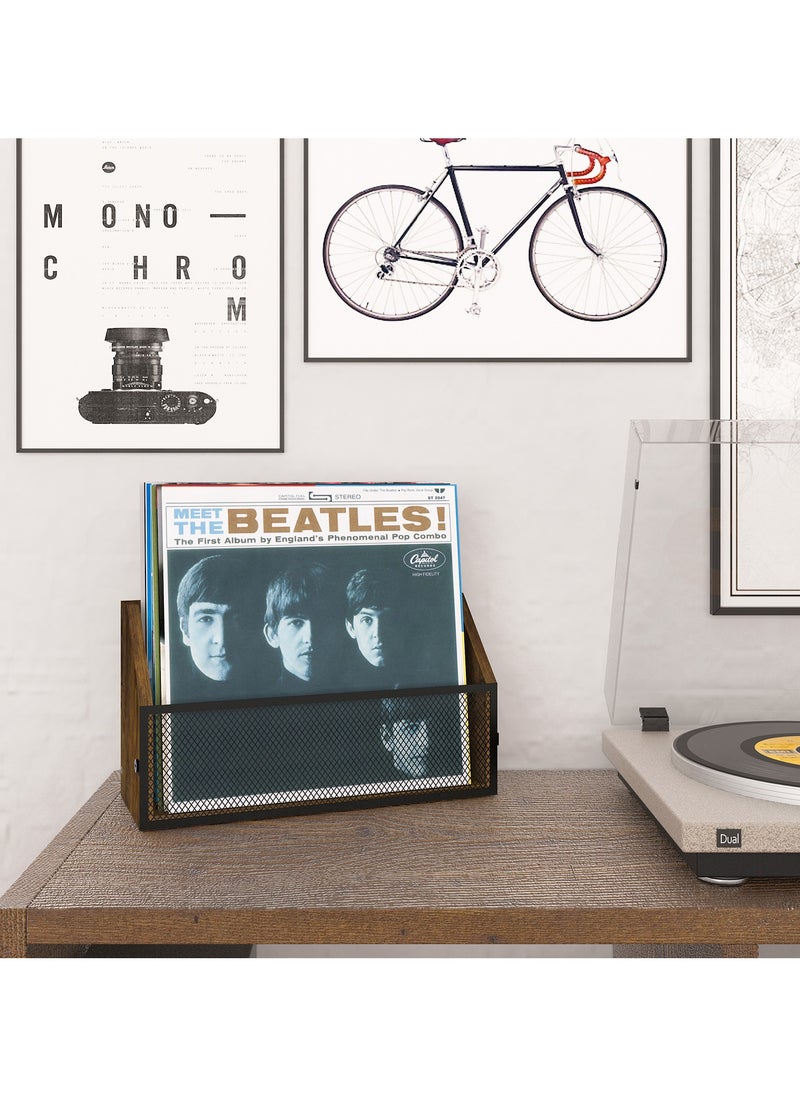 echo AUDIO Echo Audio Vinyl Record Display Stand, Wood and Metal Vinyl Storage Wall Mounted and Table Top Album Organizer, Holds up to 30 Records, Ideal for Living Room, Bedroom Study and More  - Image 5