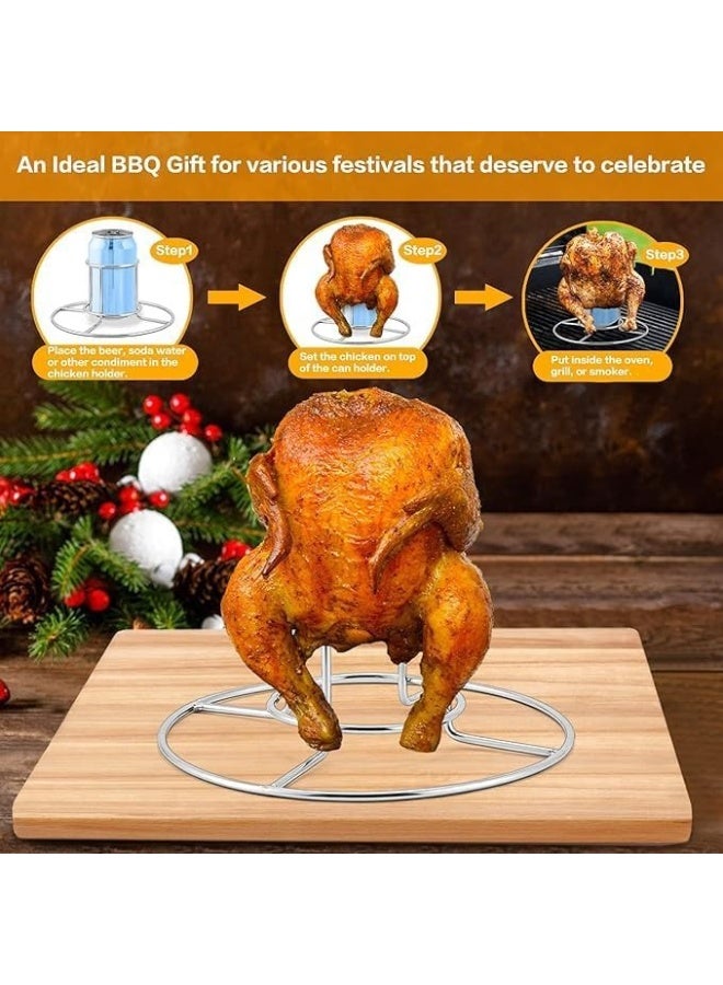 Happy Home Set of 2 Stainless Steel Vertical Chicken Racks Perfect for roasting chicken and turkey in the oven or on the grill, professional grilling accessories, heat resistant and easy to clean - Image 4