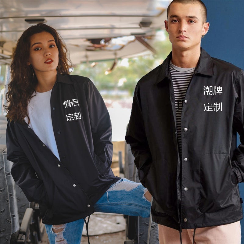 Coach jacket wholesale men's and women's custom sports jacket diy printing picture Hip Hop couple wear LOGO class clothes - Image 3