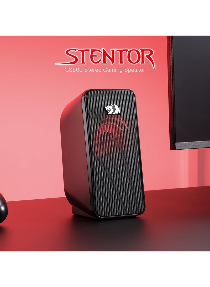 Redragon GS500 Stentor PC Gaming Speaker 2.0 Channel Stereo Desktop Computer Speaker with Red Backlight Quality Bass and Crystal Clear Sound USB Powered with a 3.5mm Connector - Image 3