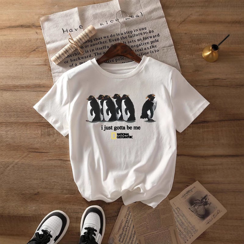 Independent Station Women'S Tops Round Neck Cartoon Printed Short-Sleeved T-Shirt-M - Image 3