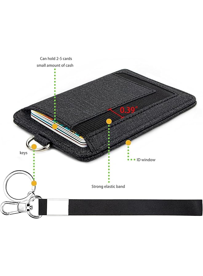 erorex Id Badge Holder With Wristlet Keychain 2Pcs Slim Minimalist Lanyard Card Case Holder Id Case With Detachable Keychain Wristlet Hand Held Student Card Id Offices Id School Id Driver'S License  - Image 3