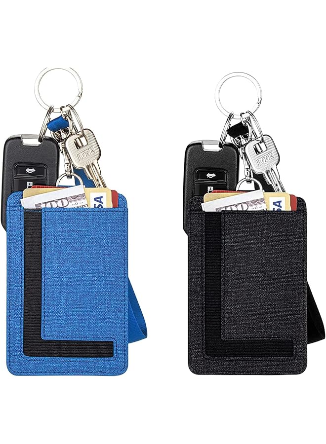 erorex Id Badge Holder With Wristlet Keychain 2Pcs Slim Minimalist Lanyard Card Case Holder Id Case With Detachable Keychain Wristlet Hand Held Student Card Id Offices Id School Id Driver'S License  - Image 2