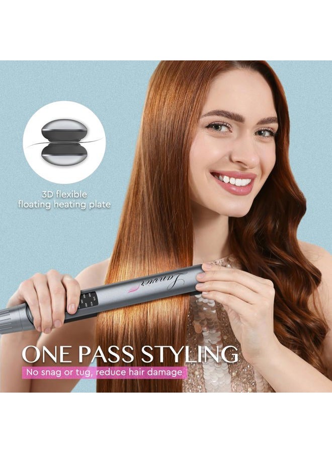 LANVIER Hair Straightener Flat Iron, 2 in 1 Hair Straightener and Curler, Nano Silver Tourmaline Titanium Ceramic Flat Iron, 15s Fast Heating, Rotating Temp Dial, Smart LED, Dual Voltage Hair Styler - Image 3