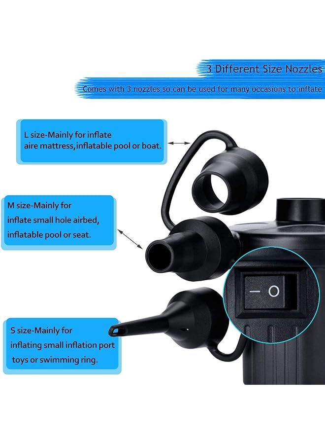NOAEOU Electric Air Pump For Inflatables Air Mattress Pump Air Quick Electric Air Pump Perfect Inflator/Deflator Pumps For Outdoor Camping Inflatable Cushions Air Mattress Beds Boats Swimming Ring - Image 5