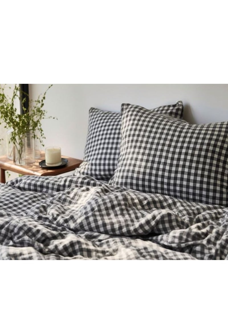 Yarlin-Quilt Cover With Zipper 220*240  (Black Cheks) Design