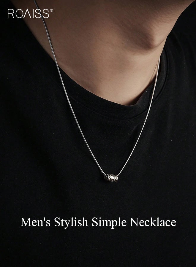 roaiss Net Pendant Necklace for Men Unisex Titanium Steel Snake Chain Trendy Casual Pendant Jewelry Accessory Mens 55cm Length Hypoallergenic Couples Matching Gift - Image 4