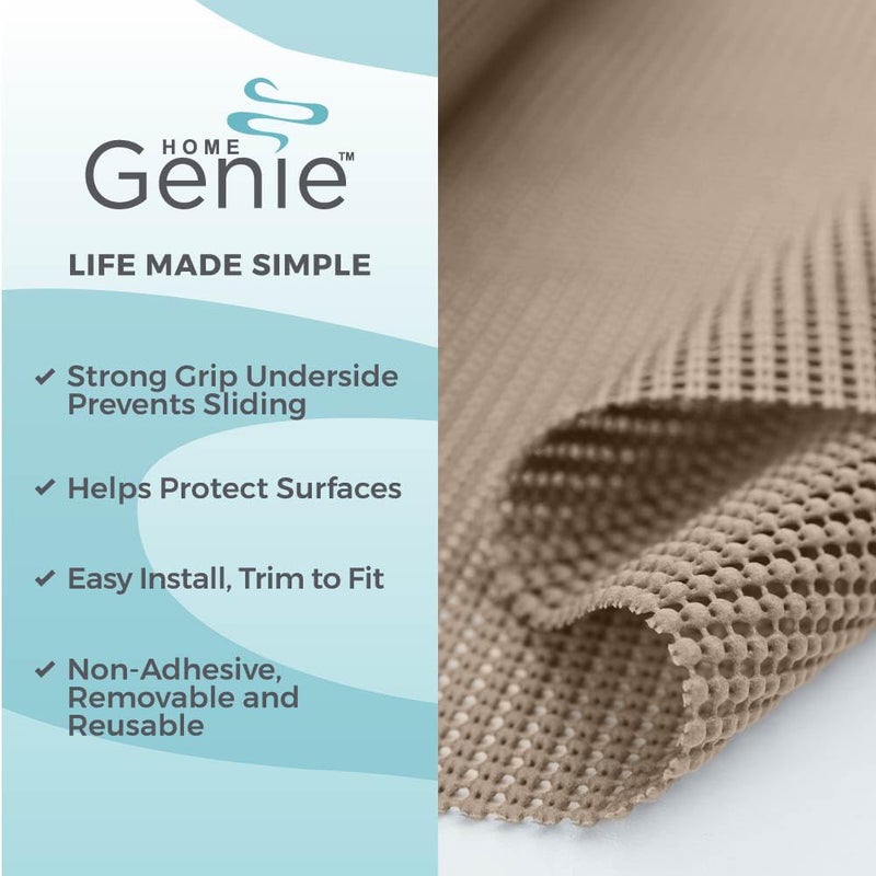 HOME GENIE Shelf Drawer and Cabinet Liner, Durable with Strong Grip, 17.5 in x 10 FT, Non Adhesive Liners Protect Kitchen Cabinets and Cupboard, Bathroom Drawers and Shelves, Desks, Light Taupe - Image 2