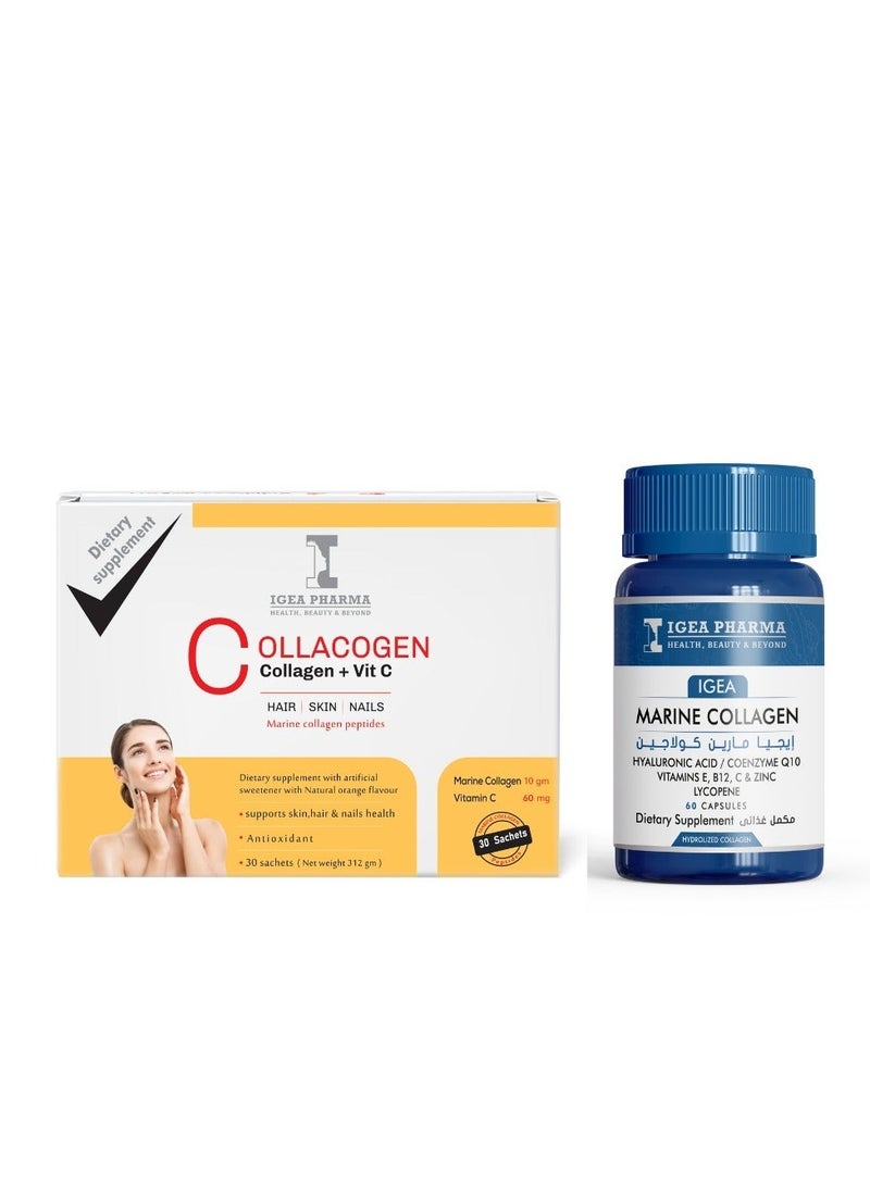 إيجيا فارما كولاجين بحري ٦٠ كبسولة وكولاكوجين برتقالي ٣٠ كيسًا - Image 2