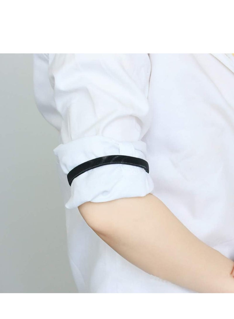 Oasisgalore 3 Pack Metal Anti-Slip Elastic Shirt Sleeve Holders - Adjustable Long Sleeve Armbands in Black, Silver, Gold for Men,Women. - Image 3