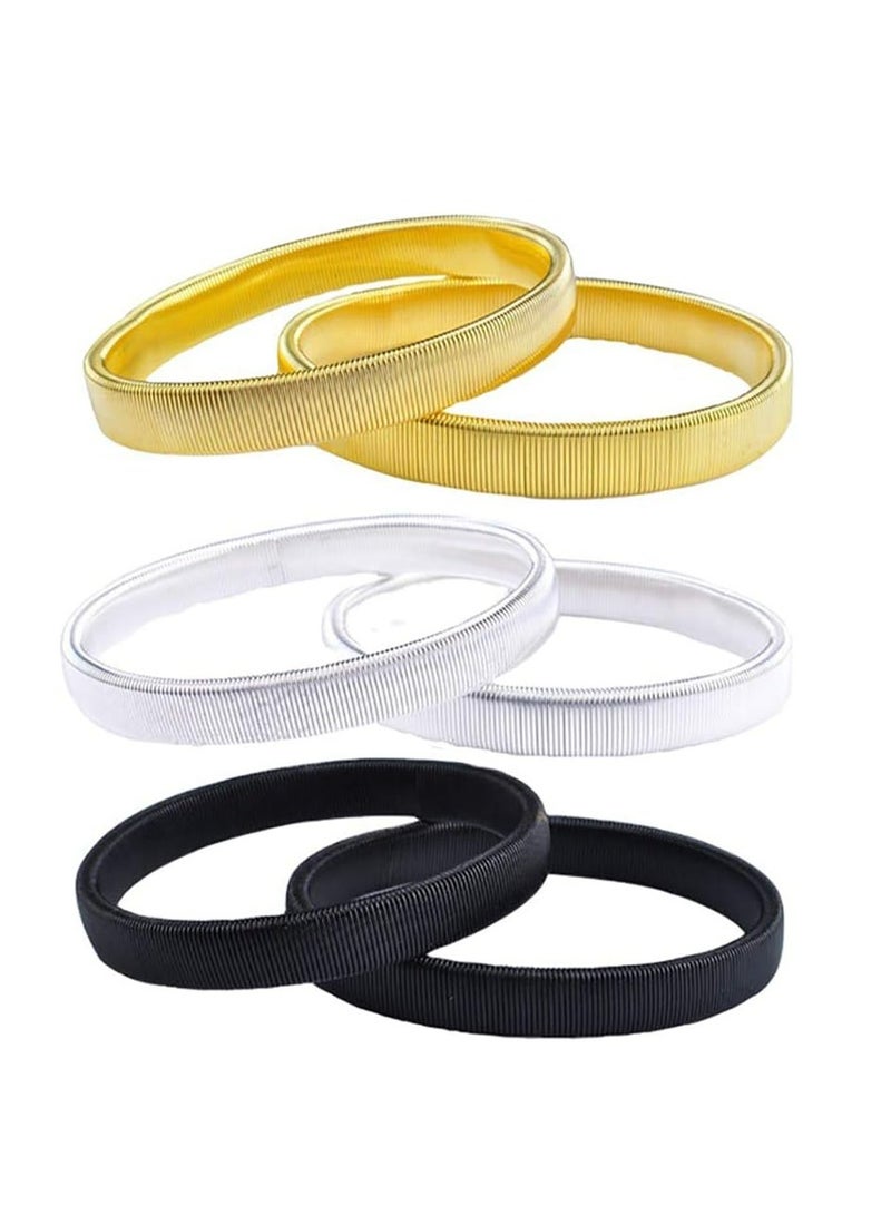 Oasisgalore 3 Pack Metal Anti-Slip Elastic Shirt Sleeve Holders - Adjustable Long Sleeve Armbands in Black, Silver, Gold for Men,Women. - Image 1