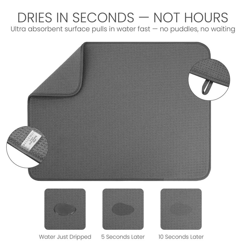 Bellemain XXL Dish Mat 24" x 17" ( LARGEST MAT ) Microfiber Dish Drying Mat , Super absorbent ( Gray ) - Image 3
