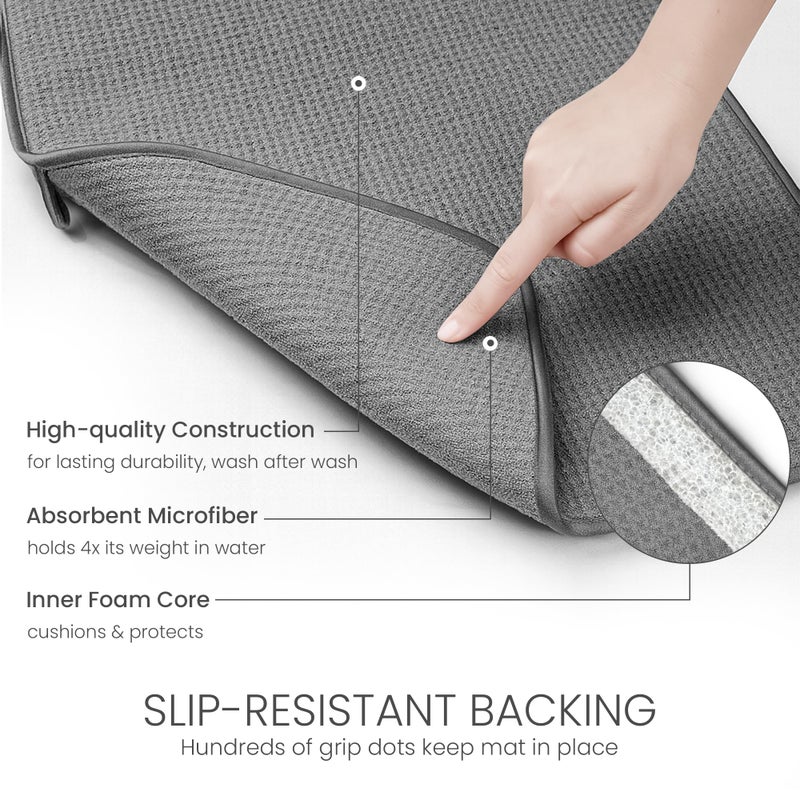 Bellemain XXL Dish Mat 24" x 17" ( LARGEST MAT ) Microfiber Dish Drying Mat , Super absorbent ( Gray ) - Image 4