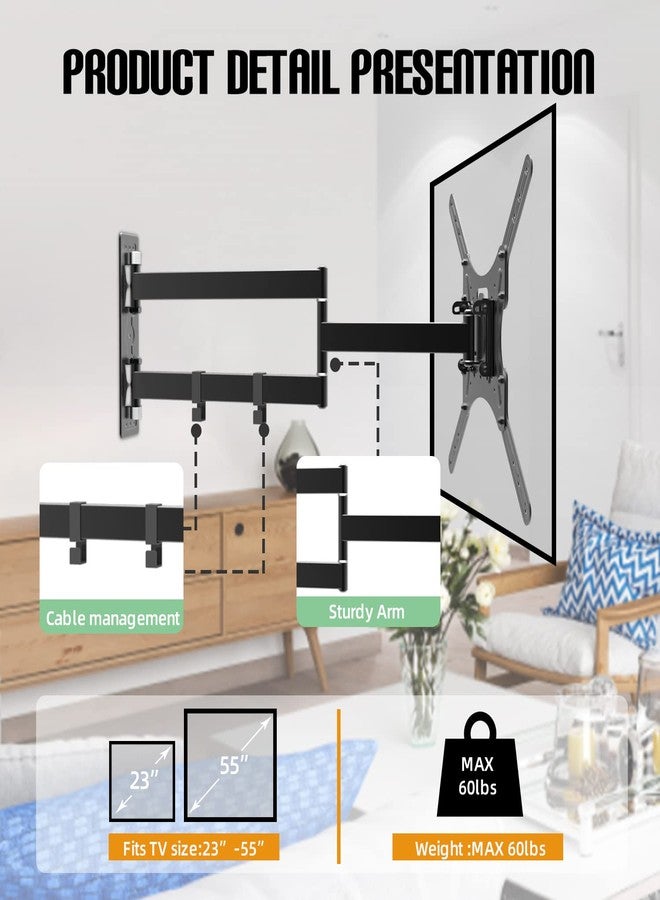 Mount Plus MP-L28-400 Long Arm Full Motion TV Wall Bracket with 28 inch Extension Articulating Arm | Fits Screen Sizes 23 to 55 Inch | VESA 400x400mm Compatible (28" Extension 19" to 55" TV) - Image 5