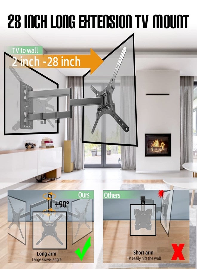 Mount Plus MP-L28-400 Long Arm Full Motion TV Wall Bracket with 28 inch Extension Articulating Arm | Fits Screen Sizes 23 to 55 Inch | VESA 400x400mm Compatible (28" Extension 19" to 55" TV) - Image 2