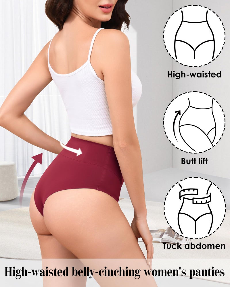 LEVAO High-Waist Thong Shapewear for Women â€“ Tummy Control Seamless Brazilian Panties, No Show, Postpartum Underwear, 4-Pack - Image 3