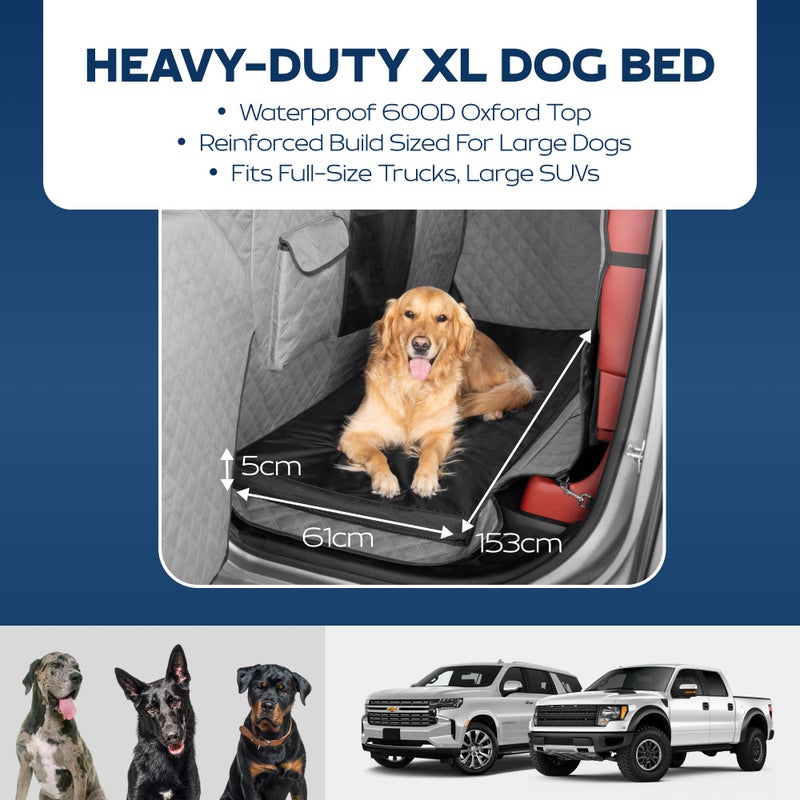 Ruff Liners Dog Bed for Car Back Seat, Medium Gray â€“ As Seen on Shark Tank â€“ Fits Medium Seat Extender â€“ Non-Slip Base, Waterproof Cover, Machine-Washable â€“ Dog Mat for Car with Rebound Foam Comfort - Image 4