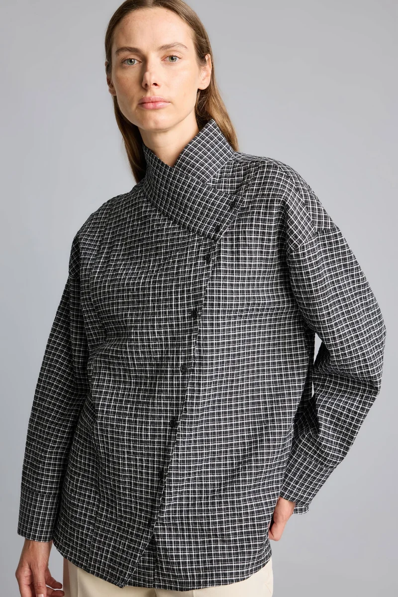 ديفاكتو Regular Fit Crinkle Fabric Long Sleeve Tunic
