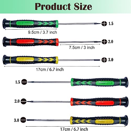 M-jump Screwdriver SET OF 6 - Magnetic Flathead and Phillips With NON-SKID Handle in Different SIZES / COLORS - Professional Repair Tool Kit For Electronics/ iPhone/ PC/ Jewelry/ Watch/ Eyeglass - Image 2