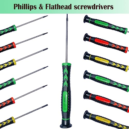 M-jump Screwdriver SET OF 6 - Magnetic Flathead and Phillips With NON-SKID Handle in Different SIZES / COLORS - Professional Repair Tool Kit For Electronics/ iPhone/ PC/ Jewelry/ Watch/ Eyeglass - Image 4