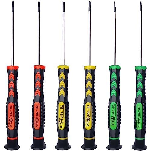 M-jump Screwdriver SET OF 6 - Magnetic Flathead and Phillips With NON-SKID Handle in Different SIZES / COLORS - Professional Repair Tool Kit For Electronics/ iPhone/ PC/ Jewelry/ Watch/ Eyeglass - Image 1