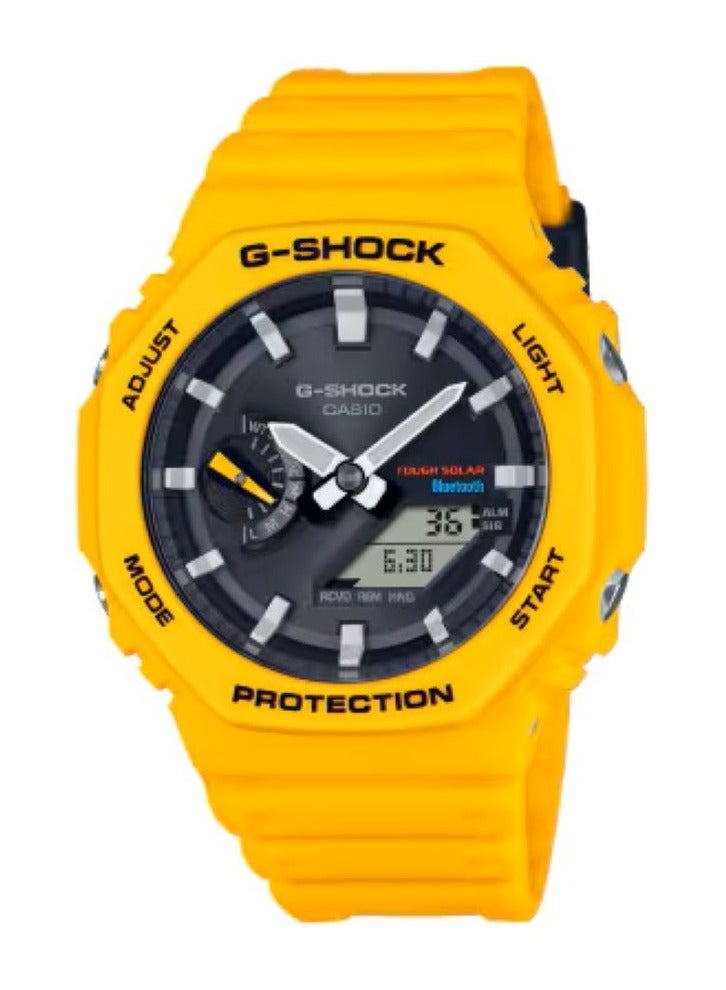 Casio G-Shock GA-B2100C-9ADR Men’s Watch – Yellow Resin Band, Black Dial, Bluetooth Solar Powered, Carbon Core Guard, Shock Resistant, 200M Water Resistant, Analog-Digital Sport Watch - Image 1