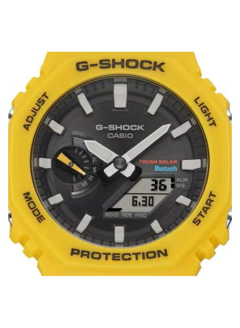 Casio G-Shock GA-B2100C-9ADR Men’s Watch – Yellow Resin Band, Black Dial, Bluetooth Solar Powered, Carbon Core Guard, Shock Resistant, 200M Water Resistant, Analog-Digital Sport Watch - Image 3