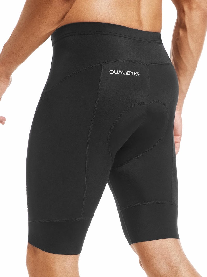 qualidyne Men's Cycling Bike Shorts 3D Padded Bicycle Riding Bike Biking Pants Cycle Shorts Black - Image 1