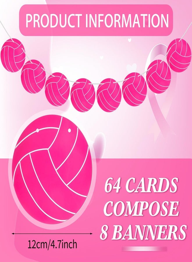 Epakh 8 Pack Hot Pink Volleyball Party Banner Decorations Pink Out Party Supplies Volleyball Hanging Paper Garland Decor Sport Theme Essentials for Breast Cancer Awareness Charity Events(Classic) - Image 2