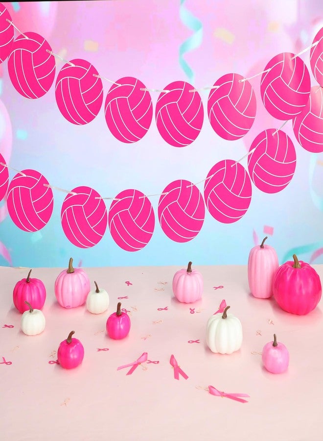 Epakh 8 Pack Hot Pink Volleyball Party Banner Decorations Pink Out Party Supplies Volleyball Hanging Paper Garland Decor Sport Theme Essentials for Breast Cancer Awareness Charity Events(Classic) - Image 3