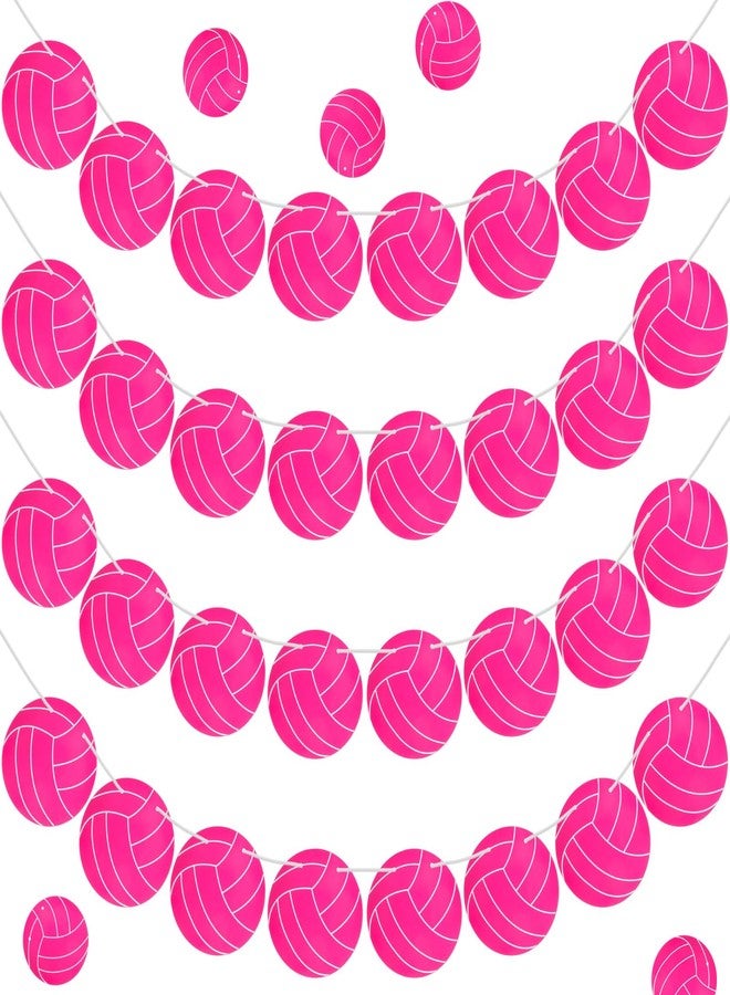 Epakh 8 Pack Hot Pink Volleyball Party Banner Decorations Pink Out Party Supplies Volleyball Hanging Paper Garland Decor Sport Theme Essentials for Breast Cancer Awareness Charity Events(Classic) - Image 1