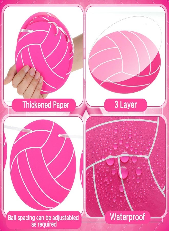 Epakh 8 Pack Hot Pink Volleyball Party Banner Decorations Pink Out Party Supplies Volleyball Hanging Paper Garland Decor Sport Theme Essentials for Breast Cancer Awareness Charity Events(Classic) - Image 4