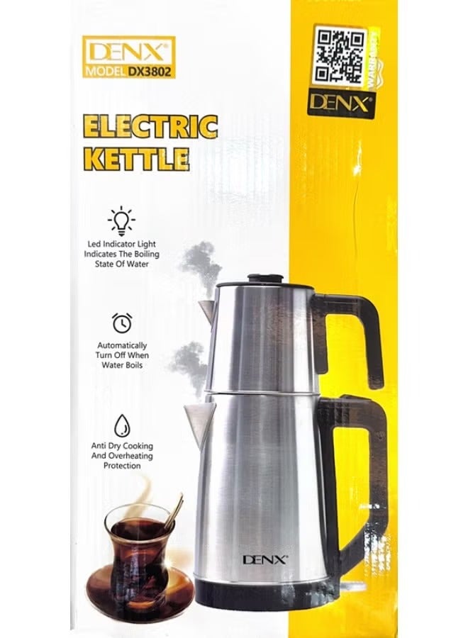 Denx Double Pot Electric Kettle, 2200W, with Removable Tea Filter, 2.2L Kettle Capacity, 0.8L Teapot, High-Speed ​​Tea Maker, Multifunctional Hot Water Dispenser, Turbo Kettle, DX3802 - Image 4