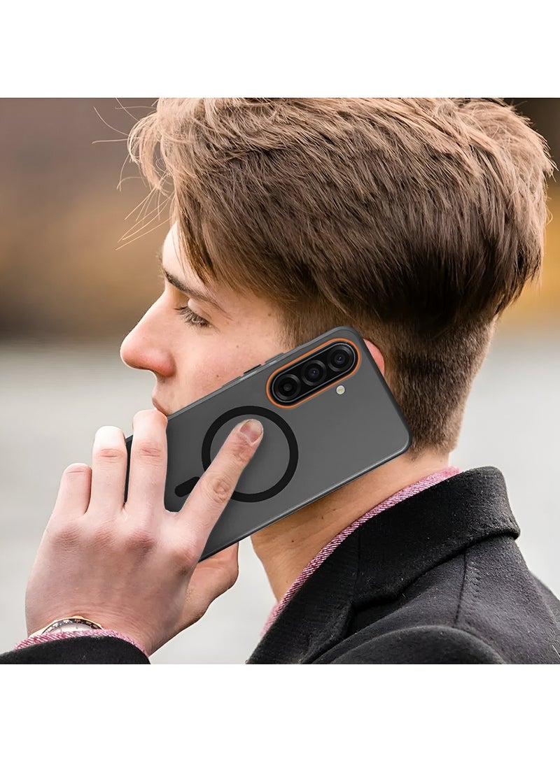 دبليو تيك غطاء هاتف سامسونج جالاكسي S26 5G 2026 هجين شبه شفاف مع ماجسيف للشحن المغناطيسي وارتفاع حول الكاميرا لمظهر أنيق (MCMPMN) - أسود - Image 5