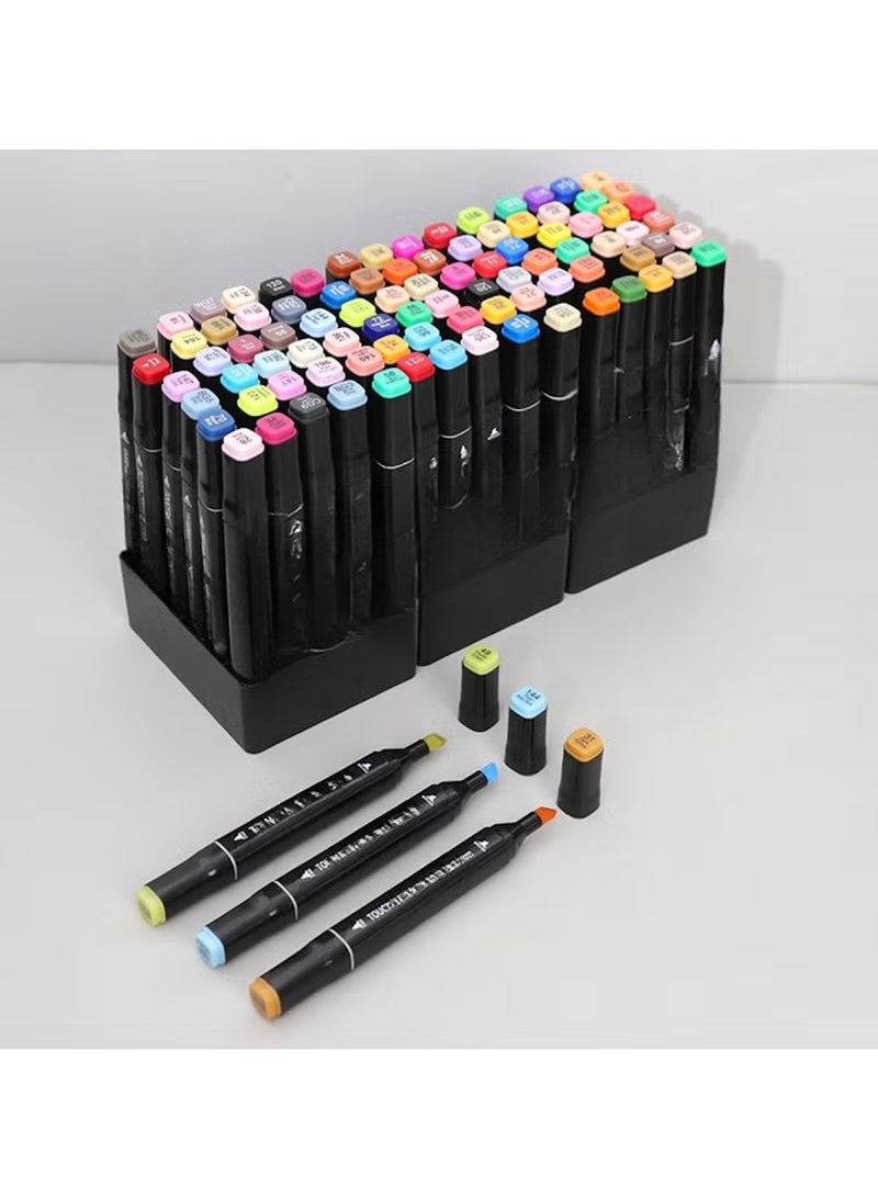 Huitich 120pcs Dual Tip Markers Set – Stylish Black Body & Cloth Bag - Image 2