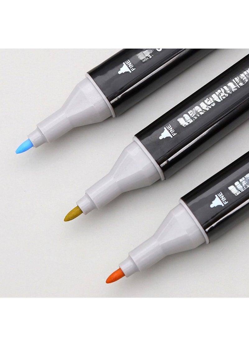 Huitich 120pcs Dual Tip Markers Set – Stylish Black Body & Cloth Bag - Image 3
