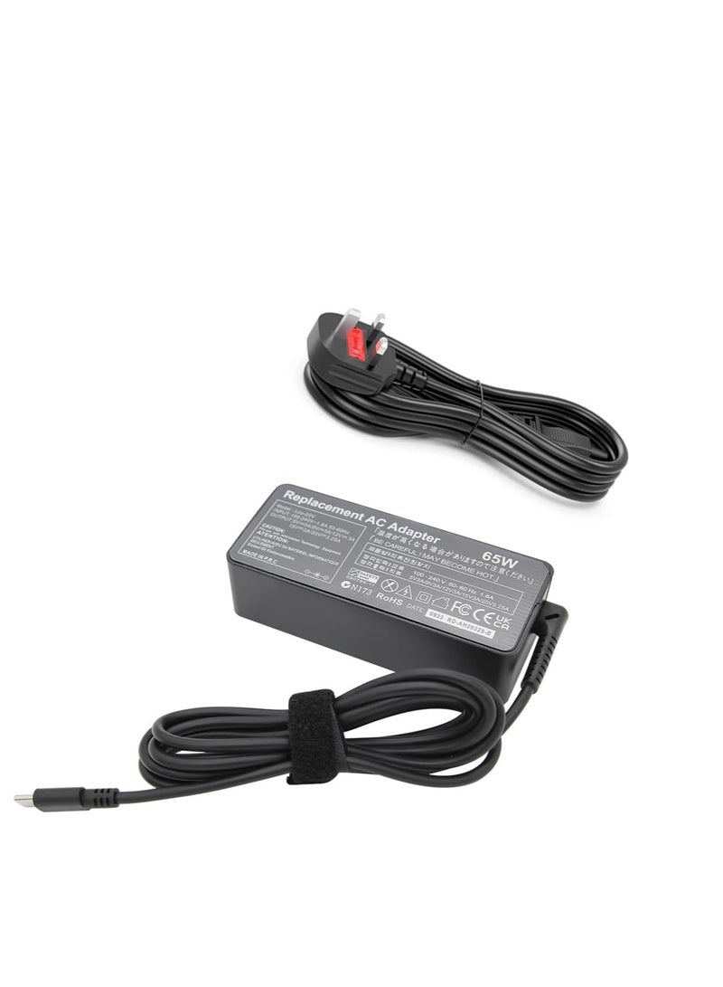 Terabyte ThinkPad Laptop Charger 65W USB Type-C AC Power Adapter for X1 Carbon 2017 2018,T580 E580 X280 E485 A485 T480S,Yoga 920 720 730 L380,New S1 S2 2018, L480 L580,ADLX65YDC2A Black - Image 2