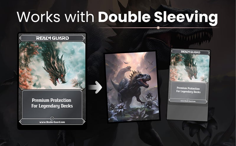 Realm Guard Graphene -100ct Textured Matte TCG/MTG Card Art Sleeves (Black Lotus Dinosaur) - Image 4