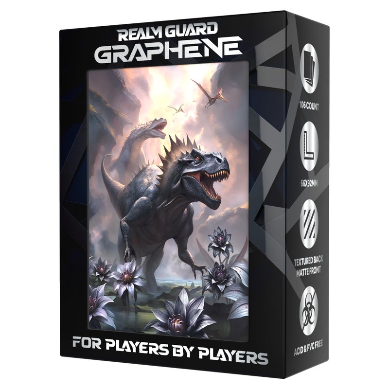 Realm Guard Graphene -100ct Textured Matte TCG/MTG Card Art Sleeves (Black Lotus Dinosaur) - Image 1