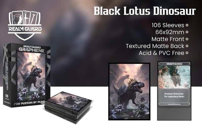 Realm Guard Graphene -100ct Textured Matte TCG/MTG Card Art Sleeves (Black Lotus Dinosaur) - Image 3
